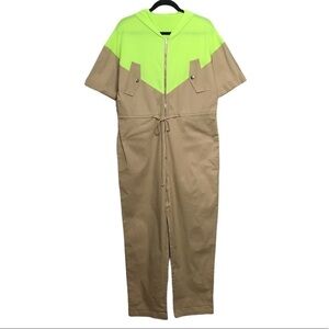 Rehab Lab Beige and Neon Jumpsuit NWT Large